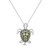 Thumbnail Image 1 of Peridot & White Lab-Created Sapphire Turtle Necklace Sterling Silver 18”