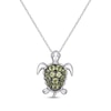 Thumbnail Image 0 of Peridot & White Lab-Created Sapphire Turtle Necklace Sterling Silver 18”