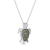 Thumbnail Image 2 of Peridot & White Lab-Created Sapphire Turtle Necklace Sterling Silver 18”