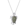 Thumbnail Image 1 of Peridot & White Lab-Created Sapphire Turtle Necklace Sterling Silver 18”