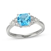 Thumbnail Image 1 of Cushion-Cut Swiss Blue Topaz & White Lab-Created Sapphire Ring Sterling Silver
