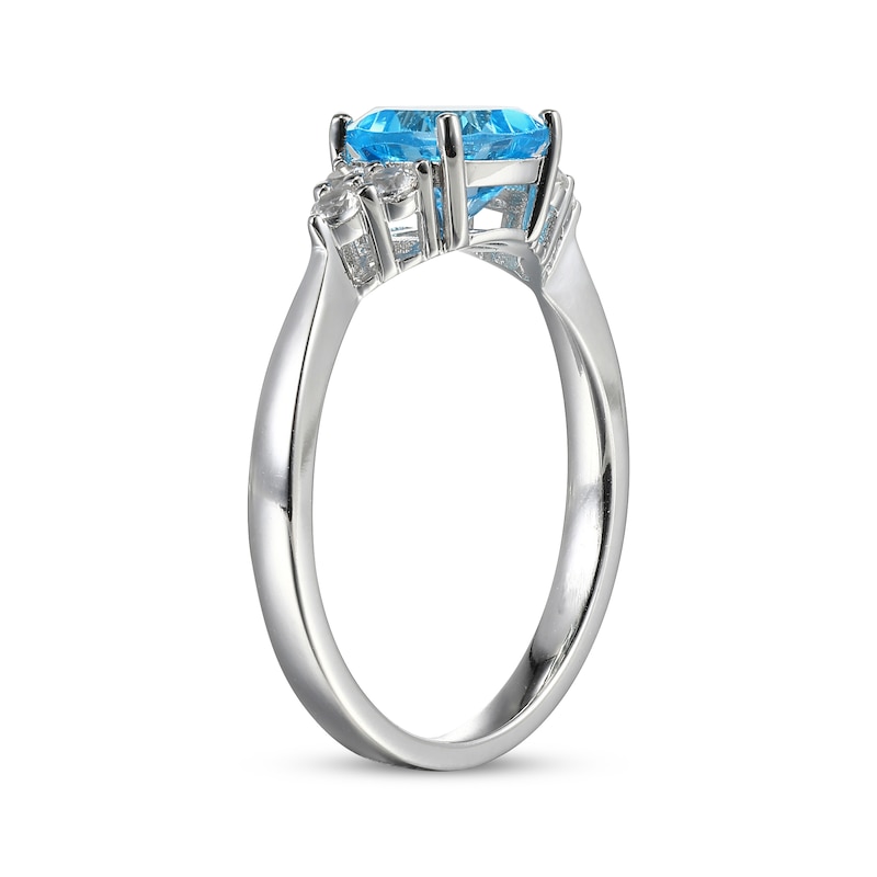 Main Image 2 of Cushion-Cut Swiss Blue Topaz & White Lab-Created Sapphire Ring Sterling Silver