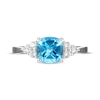 Thumbnail Image 2 of Cushion-Cut Swiss Blue Topaz & White Lab-Created Sapphire Ring Sterling Silver