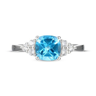 1.86 Carat Oval Blue Sapphire & Diamond Sterling Silver Ring - Engagement, Promise Ring, Size 5-9