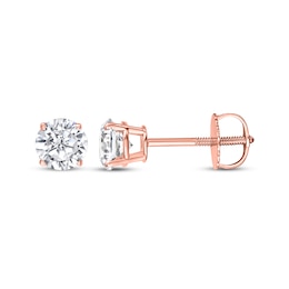Lab-Created Diamonds by KAY Round-Cut Solitaire Stud Earrings 1 ct tw 14K Rose Gold (I/SI2)