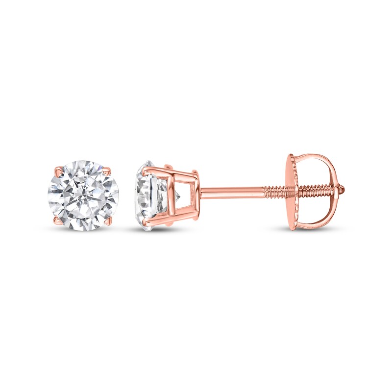 Lab-Created Diamonds by KAY Round-Cut Solitaire Stud Earrings 1 ct tw 14K Rose Gold (I/SI2)