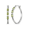 Thumbnail Image 0 of Oval-Cut Peridot & White Lab-Created Sapphire Hoop Earrings Sterling Silver