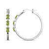 Thumbnail Image 2 of Oval-Cut Peridot & White Lab-Created Sapphire Hoop Earrings Sterling Silver