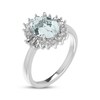 Thumbnail Image 2 of Oval-Cut Aquamarine & White Lab-Created Sapphire Starburst Ring Sterling Silver