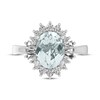 Thumbnail Image 3 of Oval-Cut Aquamarine & White Lab-Created Sapphire Starburst Ring Sterling Silver