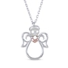 Thumbnail Image 1 of Cultured Pearl Angel with Heart Necklace Sterling Silver & 10K Rose Gold 18"
