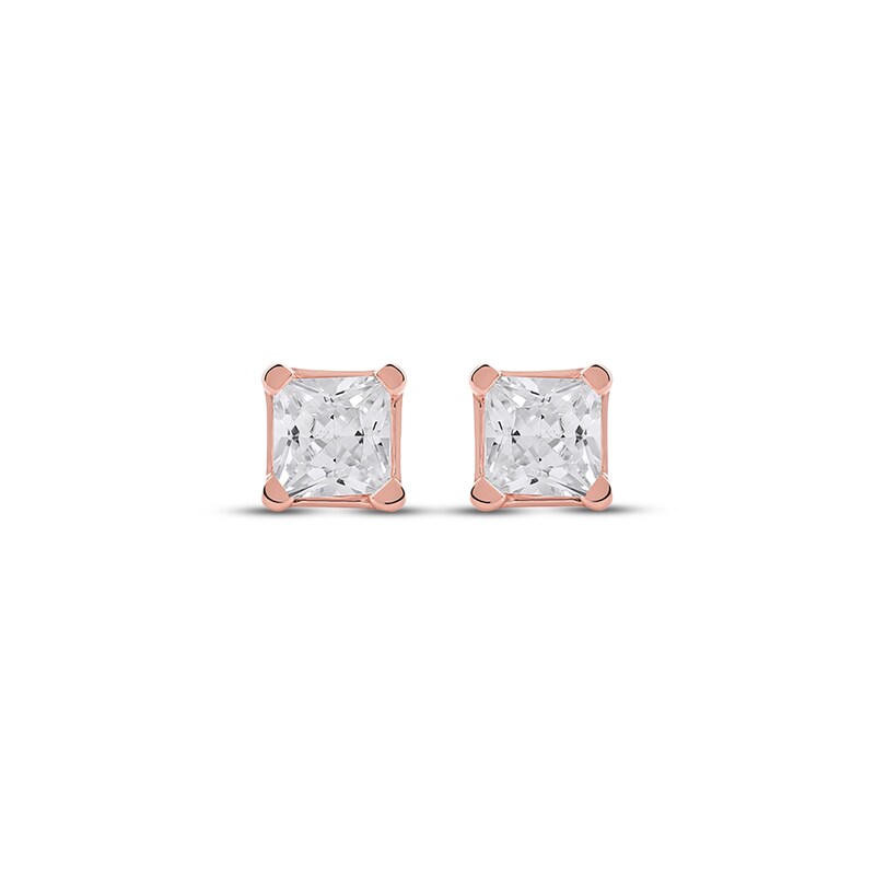 Main Image 2 of KAY Lab-Grown Diamonds Princess-Cut Solitaire Stud Earrings 1/2 ct tw 14K Rose Gold (F/VS2)