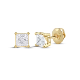 Lab-Created Diamonds by KAY Princess-Cut Solitaire Stud Earrings 1 ct tw 14K Yellow Gold (F/VS2)