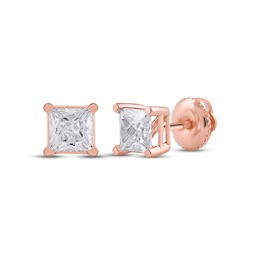 Lab-Created Diamonds by KAY Princess-Cut Solitaire Stud Earrings 1-1/2 ct tw 14K Rose Gold (F/VS2)
