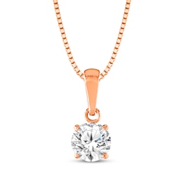 Round-Cut Diamond Solitaire Necklace 1/2 ct tw 14K Rose 18" (J/I2)