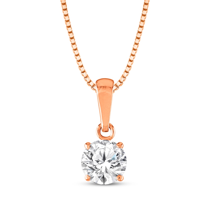 Round-Cut Diamond Solitaire Necklace 1/2 ct tw 14K Rose 18" (J/I2)