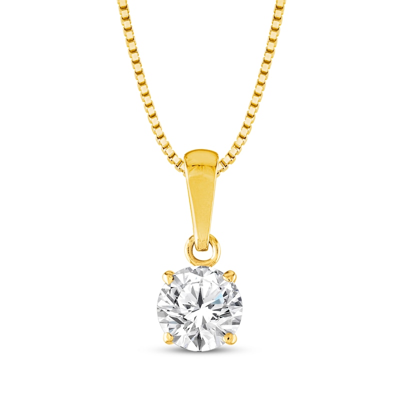 Round-Cut Diamond Solitaire Necklace 1/2 ct tw 14K Yellow Gold 18" (J/I2)