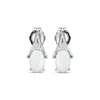 Thumbnail Image 2 of Oval-Cut Lab-Created Opal & White Lab-Created Sapphire Earrings Sterling Silver