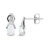 Thumbnail Image 3 of Oval-Cut Lab-Created Opal & White Lab-Created Sapphire Earrings Sterling Silver