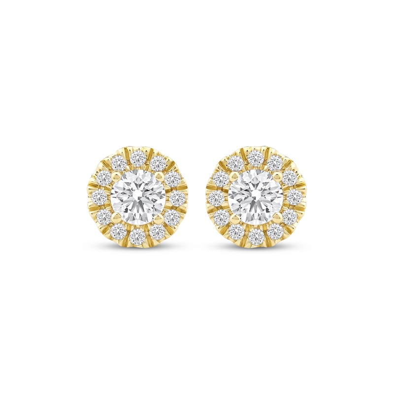 Main Image 2 of KAY Lab-Grown Diamonds Halo Stud Earrings 1/2 ct tw 14K Yellow Gold