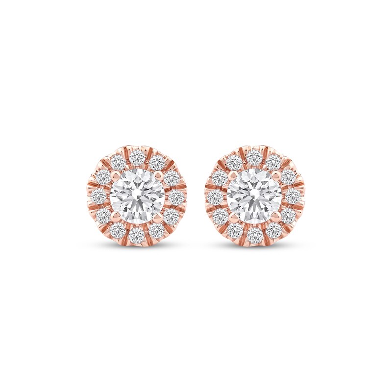 Main Image 2 of KAY Lab-Grown Diamonds Halo Stud Earrings 1/2 ct tw 14K Rose Gold