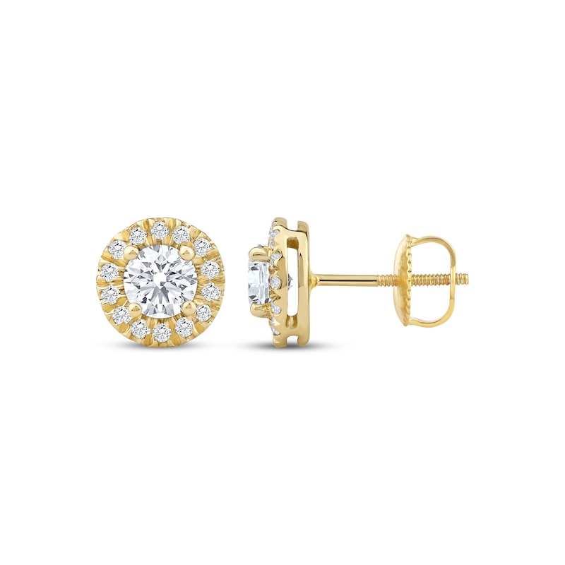 Main Image 3 of KAY Lab-Grown Diamonds Stud Earrings 1 ct tw 14K Yellow Gold (F/SI2)