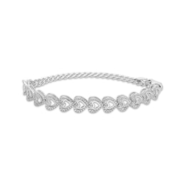 Diamond Double Hearts Adjustable Bracelet 1/2 ct tw 10K White Gold