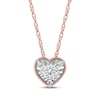 Thumbnail Image 1 of Round-Cut Diamond Solitaire Heart Frame Necklace 1/8 ct tw 10K Rose Gold 18" (I/I3)