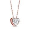 Thumbnail Image 2 of Round-Cut Diamond Solitaire Heart Frame Necklace 1/8 ct tw 10K Rose Gold 18" (I/I3)