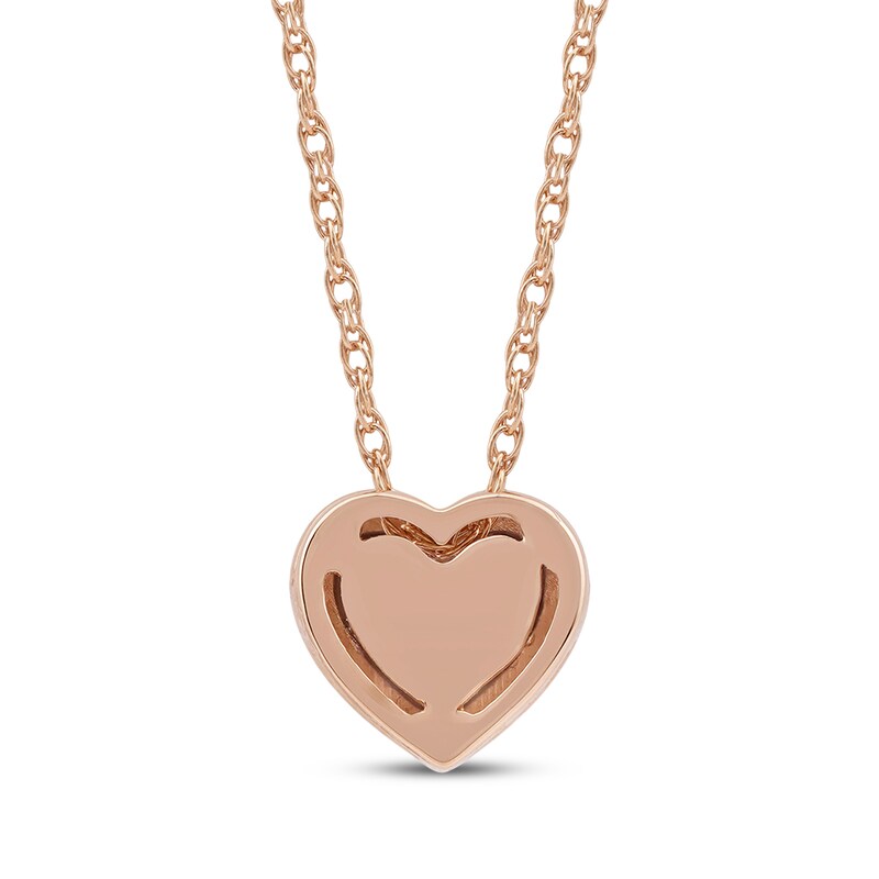 Main Image 3 of Round-Cut Diamond Solitaire Heart Frame Necklace 1/8 ct tw 10K Rose Gold 18" (I/I3)