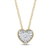 Thumbnail Image 1 of Round-Cut Diamond Solitaire Heart Frame Necklace 1/8 ct tw 10K Yellow Gold 18" (I/I3)