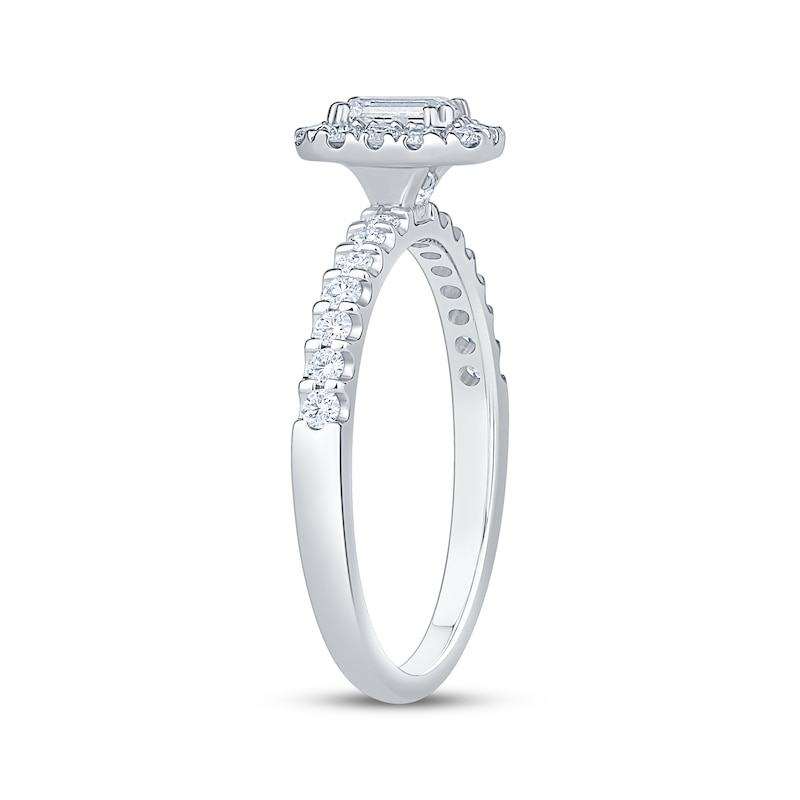 Main Image 2 of Adore Emerald-Cut Diamond Halo Engagement Ring 3/4 ct tw 14K White Gold