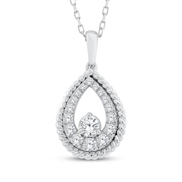 Threads of Love Diamond Teardrop Necklace 1/2 ct tw 10K White Gold 18"