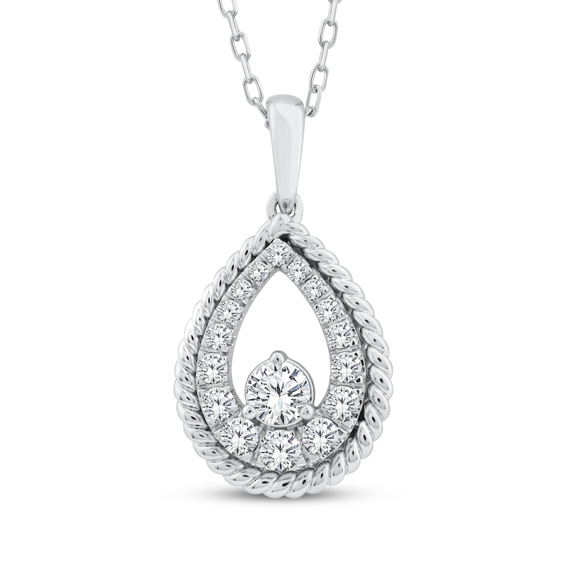 Main Image 1 of Threads of Love Diamond Teardrop Necklace 1/2 ct tw 10K White Gold 18"