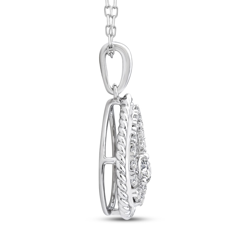 Main Image 2 of Threads of Love Diamond Teardrop Necklace 1/2 ct tw 10K White Gold 18"