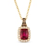 Thumbnail Image 1 of Le Vian Cushion-Cut Rhodolite Garnet Necklace 1/5 ct tw Diamonds 14K Honey Gold 19"