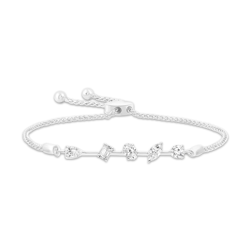 Main Image 1 of All You Are Multi-Shape Lab-Grown Diamond Five-Stone Bolo Bracelet 1 ct tw 14K White Gold