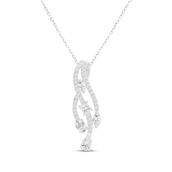 All You Are Multi-Shape Lab-Grown Diamond Drop Necklace 1-1/2 ct tw 14K White Gold 18"