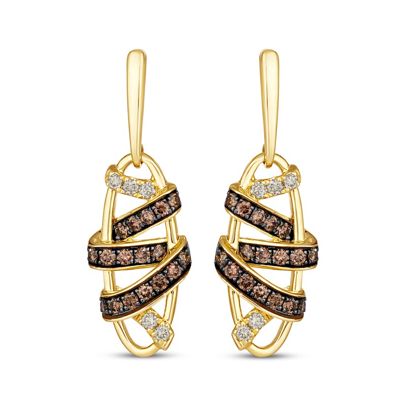 Main Image 2 of Le Vian Diamond Wrap Oval Dangle Earrings 3/4 ct tw 14K Honey Gold