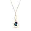 Thumbnail Image 1 of Pear Shaped Natural Blue Sapphire & Diamond Twist Necklace 1/20 ct tw 10K Yellow Gold 18"