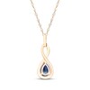 Thumbnail Image 3 of Pear Shaped Natural Blue Sapphire & Diamond Twist Necklace 1/20 ct tw 10K Yellow Gold 18"