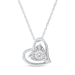 Radiant Reflections Diamond Solitaire Heart Necklace 1/5 ct tw 10K White Gold (I/I3) 18"