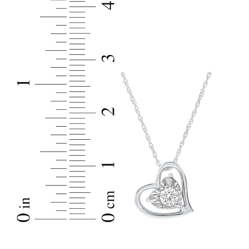 Main Image 3 of Radiant Reflections Diamond Solitaire Heart Necklace 1/5 ct tw 10K White Gold (I/I3) 18"