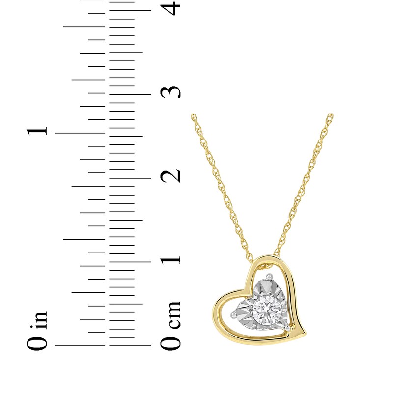 Main Image 3 of Radiant Reflections Diamond Solitaire Heart Necklace 1/5 ct tw 10K Yellow Gold (I/I3) 18"