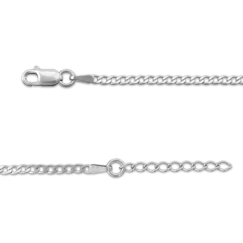 Main Image 3 of Diamond-Cut Curb Chain Anklet Solid Sterling Silver 10"