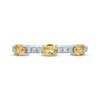 Thumbnail Image 3 of Sideways Oval-Cut Citrine & Diamond Station Ring 1/10 ct tw Sterling Silver