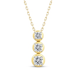 Memories, Moments, Magic Diamond Three-Stone Drop Necklace 1 ct tw 10K Yellow Gold 18"