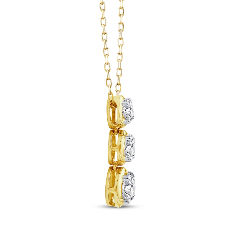 Main Image 2 of Memories, Moments, Magic Diamond Three-Stone Drop Necklace 1 ct tw 10K Yellow Gold 18"