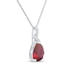 Thumbnail Image 2 of Pear-Shaped Lab-Created Ruby & White Lab-Created Sapphire Necklace Sterling Silver 18"