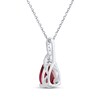 Thumbnail Image 3 of Pear-Shaped Lab-Created Ruby & White Lab-Created Sapphire Necklace Sterling Silver 18"